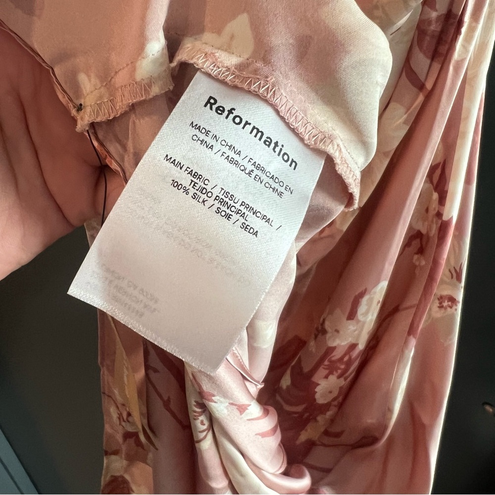 Reformation Casette Silk Dress Bellini Pink floral Size 10 NEW! New with tags! - Picture 6 of 12